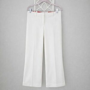 Vintage Milly of New York Y2K Wide Leg Trousers White Cotton Silk Lined Size 10